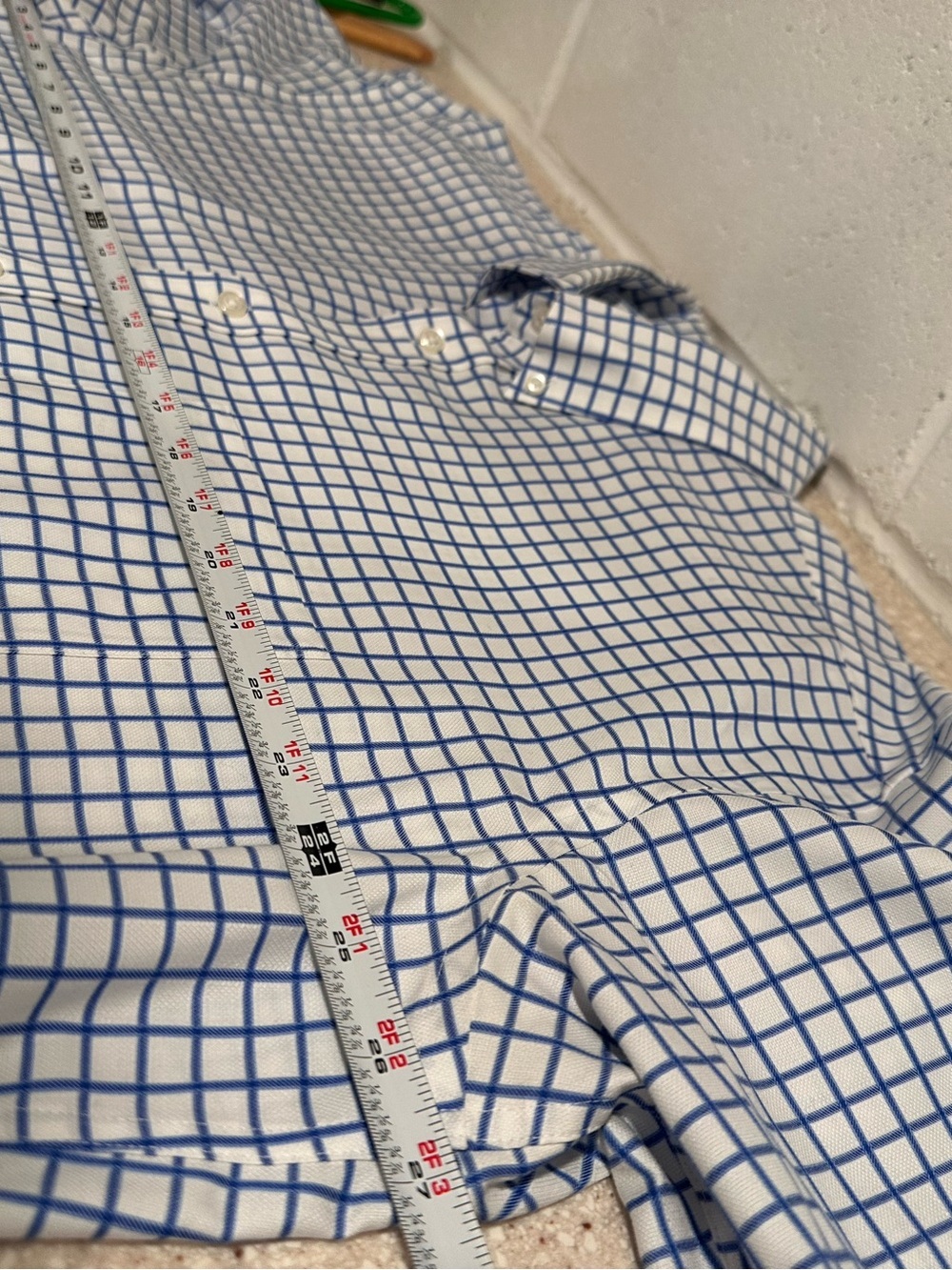 Joseph & Feiss Men's Non-Iron Dress Shirt - White & Navy Windowpane Check XL - Picture 14 of 14